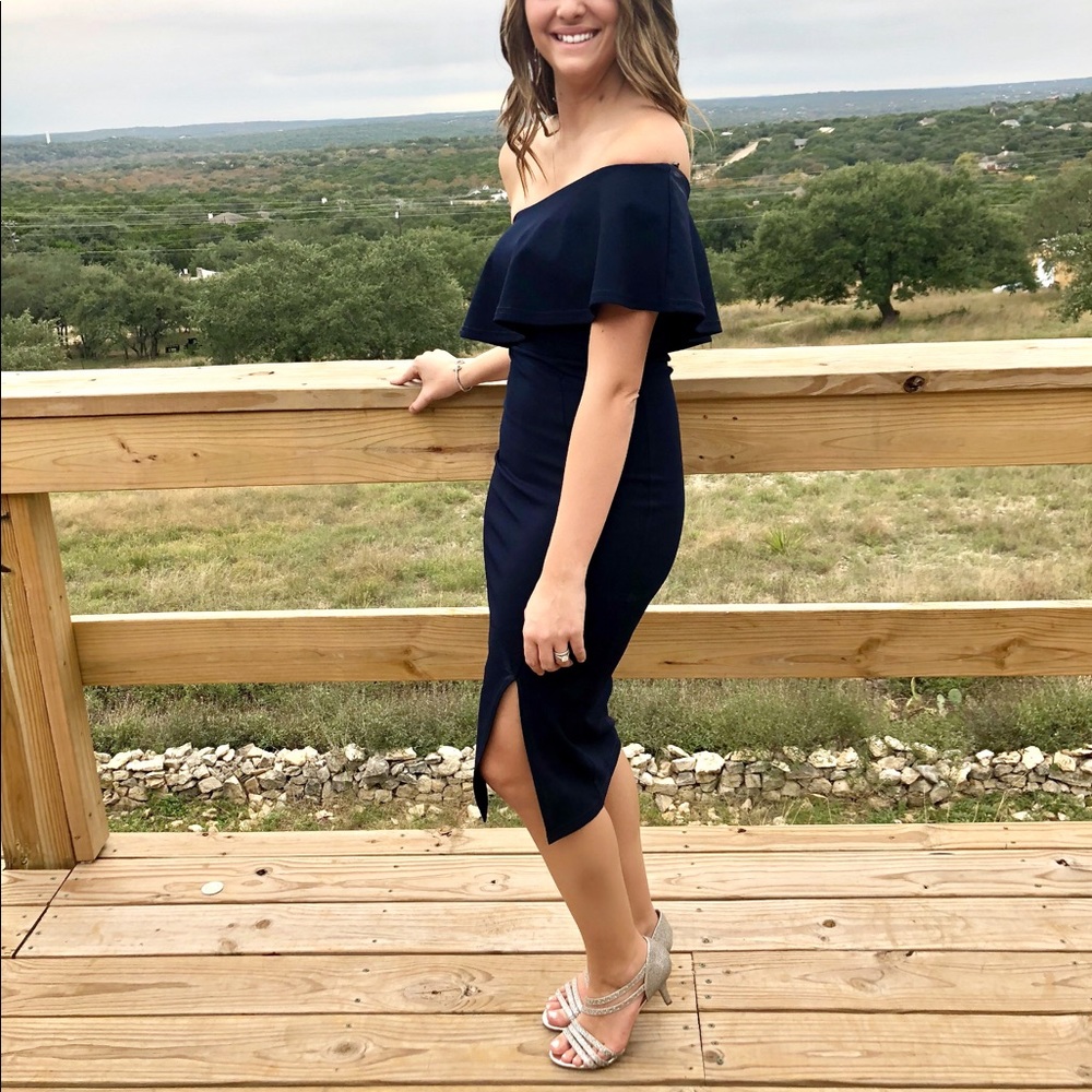 Missguided off the shoulder midi - Navy